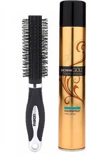 Uchiha Gold Professional Hair Holding Hair Spray & Hair Styling Roller Comb