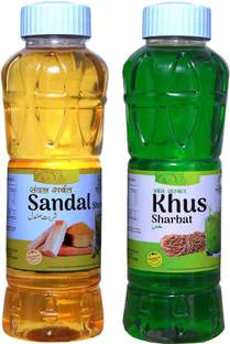 NATRAJ The Right Choice Sandal Sharbat & Khus Sharbat Syrup (Pack of 2 x 750 ml = 1500 ml