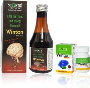 SCORTIS HEALTH CARE Ayurvedic Winton Syrup (200ML) + Wintone Tablet (50 Tablet) for Focus + Brain Supplement & Memory Supports Focus Concentration & Alertness