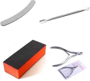 virkart Nail Art Combo 1 pusher 1 cuticle cutter 1 filer 1 buffer