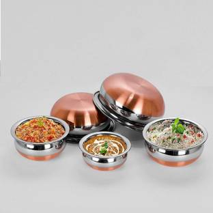 MLD Steel Copper Bottom Handi Set of 5 Piece with Lid Handi 0.5 L, 0.75 L, 1 L, 1.5 L, 2 L with Lid