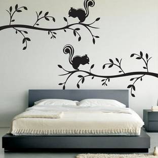 MMD DECORATION Naughty Tom Wall Stencil Squirrel and tree DIY Reusable Wall Painting Stencil for Home Decoration tree Stencil Stencil