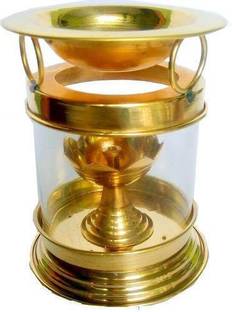 Collectible India Camphor Diffuser for home Brass Oil Burner (Diffuser) Puja Lamp with Free Accessories Brass 1 - Cup Candle Holder