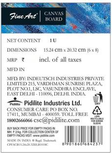 Fine Art 6 X 8 Inch Canvas Board, 100% Cotton Fine Grain Board Canvas (Set of 1)