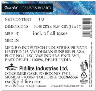 Fine Art 12 X 16 Inch Canvas Board, 100% Cotton Fine Grain Board Canvas (Set of 1)