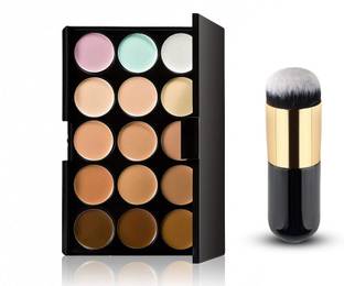 Freecloud 15 Color Contour & Concealer Palette with Professional Foundation Brush