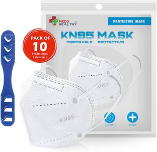 medohealthy Mask, FDA and CE Approved, Super Breathable Face Mask (Non Woven Fabric, White Colour)(With Head Mask Extender) KN95 Mask, Equivalent to N95 Mask, FDA and CE Approved Reusable, Washable