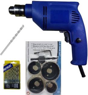 Qualigen 400W 10mm reversible drill machine Yi.King with Left Right Rotation 13pc HSS 1 masonry bit an...