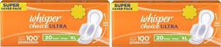 Whisper Choice Ultra XL Wings Sanitary Pad (Pack of 20+20) Sanitary Pad