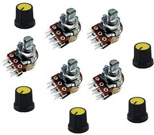 ERHIndia (Pack of 5) 100k Dual Potentiometer Volume Pot 100k with Knob Electronic Components Electronic Hobby Kit