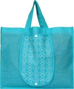 KUBER INDUSTRIES Shopping Grocery Bags Foldable, Washable Grocery Tote Bag with One Small Pocket, Eco-Friendly Purse Bag Fits in Pocket Waterproof & Lightweight (Blue) Grocery Bag