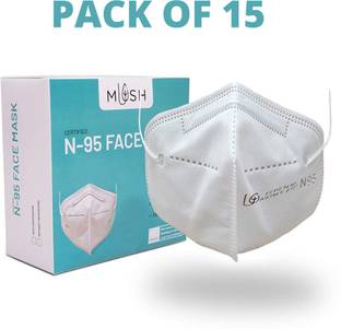 mush N95- Soft, Comfortable, Reusable Face Mask Without Respirator Valve (Free size, Pack of 15)