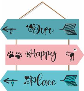 Crafts World Our Happy place Wall Hanging Board Plaque Sign for Room Decoration Decorative Showpiece