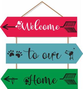 Crafts World Welcome To Our Home Wall Hanging Board Plaque Sign for Room Decoration