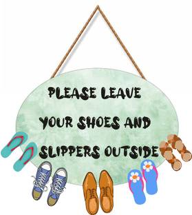 Brothers Creation Please Leave Your Shoes And Sliiper Outside Wooden Shoes Hanging for Home door