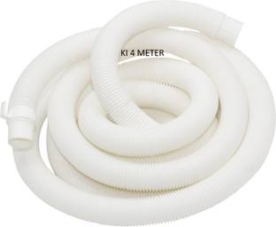 KI 4 Meter Waste water Drain Outlet Pipe / Washing machine Outlet Hose Pipe-White (Pack of 1) Washing Machine Outlet Hose