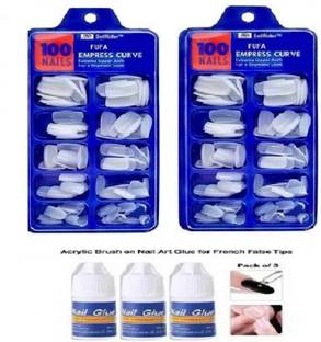 FUFA TWO SET OF 100 nail, 3glue off white