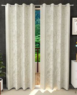 Ruhi Home Furnishing 212 cm (7 ft) Polyester Semi Transparent Door Curtain (Pack Of 2)