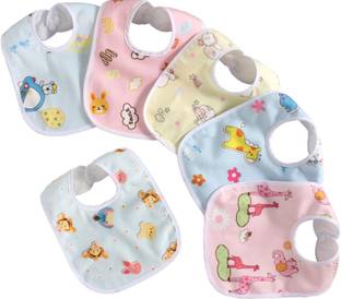 FLIPZON Baby Waterproof Bibs Cotton (Pack of 6)