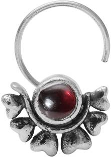jsaj Garnet Sterling Silver Plated Sterling Silver Nose Stud