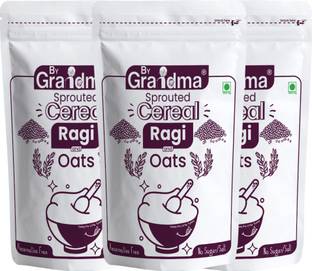 By Grandma Sprouted Cereal Mix - Ragi and Oats Instant baby food For 8 month babies | Preservative Free Instant Porridge Mix for 8 - 36 months babies | (Pack of 3) Cereal