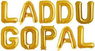 Offer99 सॉलिड "LADDU GOPAL" Name Decoration Letter Foil Balloon For Birthday/Celebration/Surprise/Wedding Party Letter Balloon लेटर बैलून