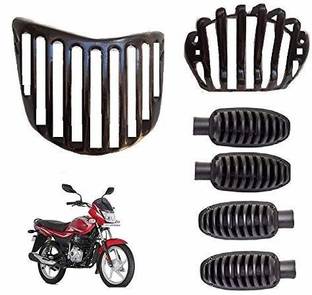Bullkartzone Plastic Full Combo Black Grill Set Headlight Grill, Indicator Grill, Tail Light Grill for Bajaj Platina Bike Headlight Grill