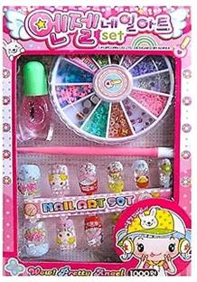 Fullkart Nail Art Kit With 12 Artificial Nails With Tools And Glitters Nail Paints Home Salon Birthday Gift For Girls Little Girls, Kids