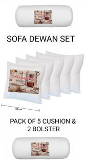 Decor KANHA DIWAN SET PACK OF 7 --5 FIBRE CUSHION & 2 FIBRE BOLSTER Polyester Fibre Solid Cushion Pack of 7