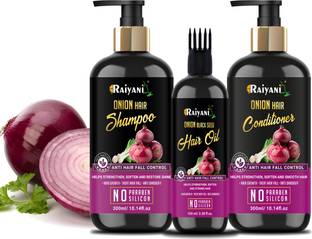 Raiyani Onion Black Seed Oil Hair Care Ultimate 3 Kit (Shampoo + Hair Conditioner + Hair Oil)
