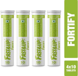 FAST&UP Fortify Calcium With Vitamin D3 Supplement -500mg Effervescent Tablets -Lime&Lemon