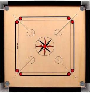 HACKERX 26 × 26 inch with 1.5 inch Frame 4 mm Ply with Free Plastic Coins Striker 67 cm Carrom Board