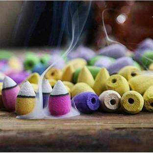 karari Backflow Incense dhoop cones (100 pcs) Scented Cones ,Chandan Sandalwood Flavour Scented Back Flow Smoke Cone for Fragrance, Budha, backflow Burner, Ganesha, Smoke Fountain-(K45LK) Jasmine, Rose, Lavender, Sandal Dhoop