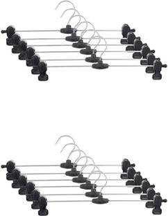 Ayaan stainless steel hangers with adjustable plastic non slip clips. Steel Trousers Pack of 12 Hangers For  Trousers