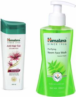 HIMALAYA Anti Hairfall Shampoo 400ml + Neem Face Wash 200ml Combo