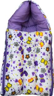 Kid's Charm Kid’s Charm 3 in 1 Baby's Cotton Bed Cum Carry Bed Printed Baby Sleeping Bag-Baby Bed-Infant Portable Bassinet-Nest for Co-Sleeping Unisex Baby Bedding for New Born 0-8 Months Old (Butterfly Violet) 3 in 1 Carry Bed with Carry Bag Luxury Crib