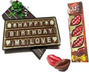 FabBites Happy Birthday My Love Message with Kissing Lips Chocolates Bars