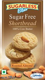 Sugarless Bliss Sugar Free Shortbread Roasted Almonds - 100Gm Cookies Biscuit
