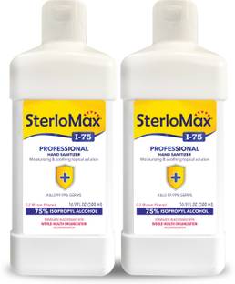SterloMax Pack of 2 - 75% Isopropyl Alcohol-based Hand Rub Sanitizer and Disinfectant 500 ML Hand Sanitizer Bottle