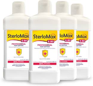 SterloMax Pack of 4 - 80% Ethanol-based Hand Rub Sanitizer and Disinfectant 500 ML Hand Sanitizer Bottle