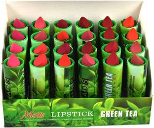 ads Lipstick set of 24 Green tea extract multicolor with moisturizing effect. (Multicolor)