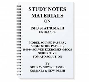 Study Material For Isi B Stat / B Math Entrance + Model Papers + Tomato Solution+ Previous Year Solution+ Test Of Mathematics At The 10+2 Level Solved Complete B.stat B.math Bstat Bmath Kit Notes Package