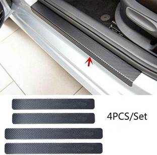 Tufkote Universal Anti-Scratch Door Sill Scuff Guard Car Decal Black 4pcs Door Sill Plate