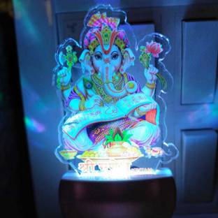 KRITAM LED Acrylic God Ganesha / Ganesh Ji Night Lamp Color Changing LED Table Night Lamp / 3D Night Lamp Decoration for Bedroom / Corridor / Living Room / shrine / temple / festivals Night Lamp