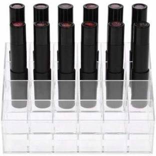 PRISO Acrylic Lipstick Lip Gloss Nail Polish Display Stand Storage Rack Holder Cosmetic Organizer, (Transparent) Lipstick Vanity Box