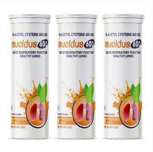 Radiplex Mucidus N-Acetylcysteine 600 mg Effervescent Tablets Orange Flavour (3 x 10 Tabs)