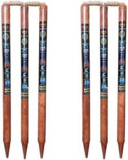 HACKERX 6 NATURAL WOODEN STUMPS 4 BAILS