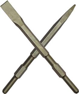 Qualigen Point and Flat Demolition Hammer Bit set size 17mm x 280mm and 22mm x 280mm (Pack of 2pc)