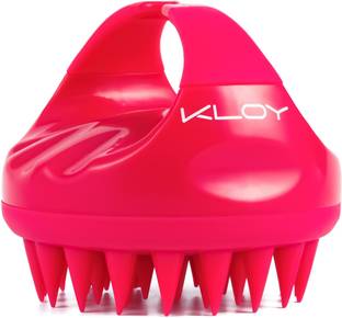 KLOY Hair Scalp Massager Exfoliator Shampoo Brush with Soft Silicone Bristles Anti Dandruff- Red