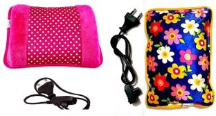 True Shop Best Quality combo of 2 (Multi-color) Electric Velvet and electric 1 L Hot Water Bag (Multicolor) Electric hot water bag for pain relief 1 L Hot Water Bag